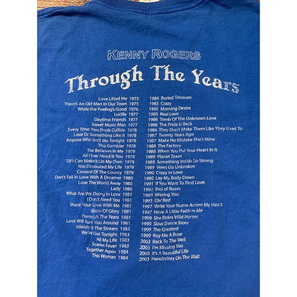 Kenny Rogers Through the Years T Shirt Blue Tee T-Shirt Large XL Country Music - Picture 7 of 10